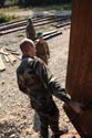 arrivée sur le chantier, du cdt de compagnie, par le train
